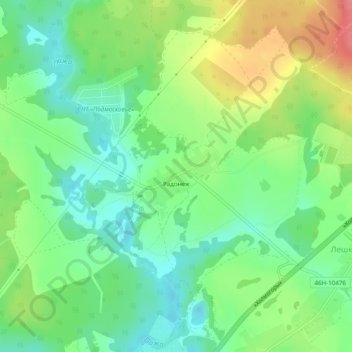 Топографическая карта Радонеж, высота, рельеф