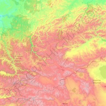 Топографическая карта Заповедник «Убсунурская котловина», высота, рельеф
