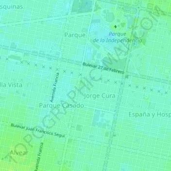 Топографическая карта Latinoámerica, высота, рельеф
