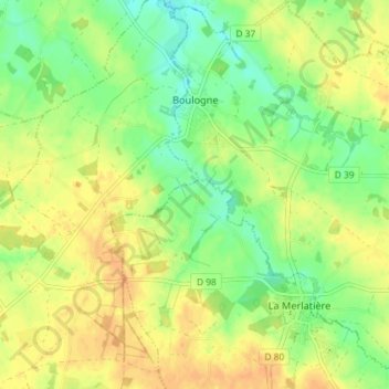 Топографическая карта Boulogne, высота, рельеф