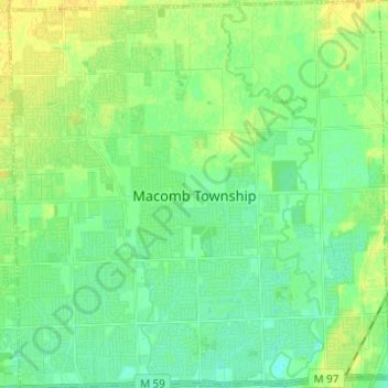 Топографическая карта Macomb Township, высота, рельеф