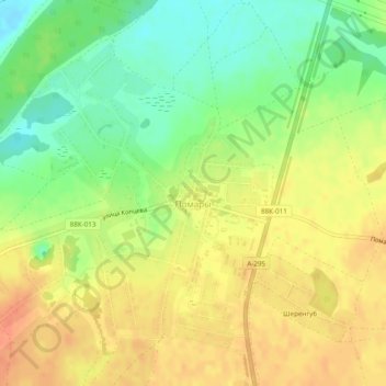 Топографическая карта Помары, высота, рельеф