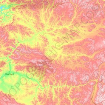 Топографическая карта Большой Енисей, высота, рельеф