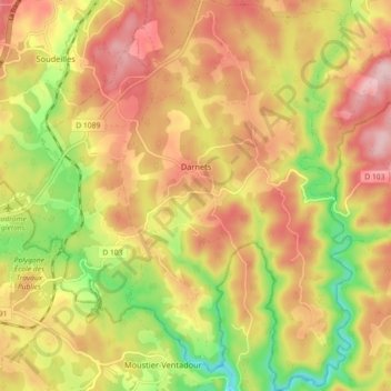 Топографическая карта Darnets, высота, рельеф