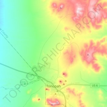 Топографическая карта Tonopah, высота, рельеф