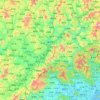 Топографическая карта 梅州市, высота, рельеф