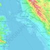 Топографическая карта Окленд, высота, рельеф