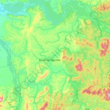 Топографическая карта Красногорский район, высота, рельеф