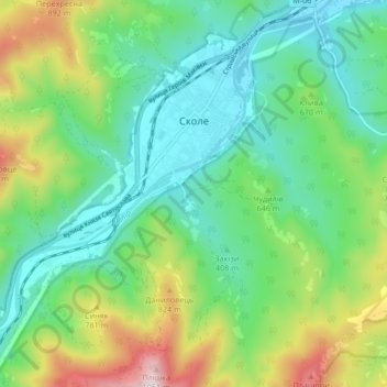 Топографическая карта Сколе, высота, рельеф