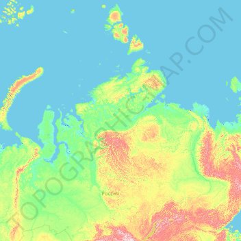 Топографическая карта Красноярский край, высота, рельеф