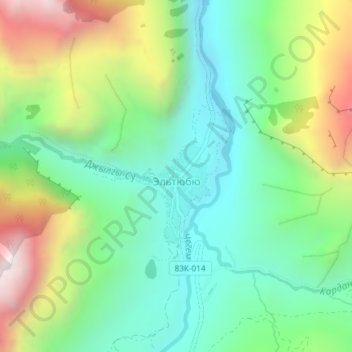 Топографическая карта Эльтюбю, высота, рельеф