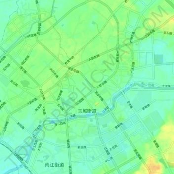Топографическая карта Yucheng Subdistrict, высота, рельеф