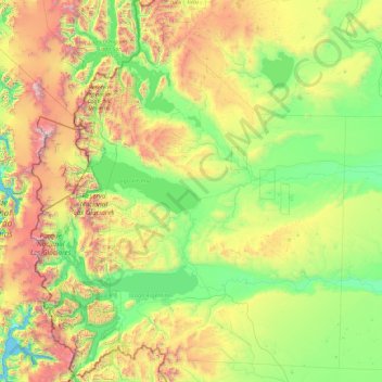 Топографическая карта Lago Argentino, высота, рельеф