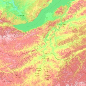 Топографическая карта Селенга, высота, рельеф