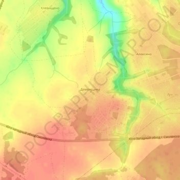 Топографическая карта Деменщина, высота, рельеф