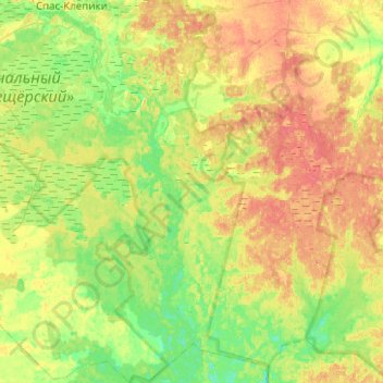 Топографическая карта Бусаевское сельское поселение, высота, рельеф