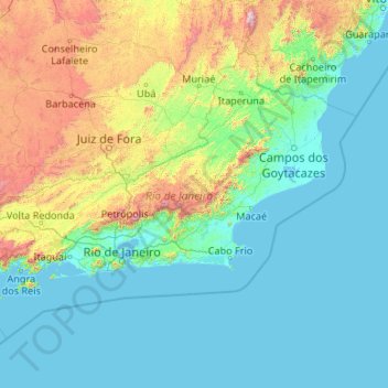 Топографическая карта Rio de Janeiro, высота, рельеф