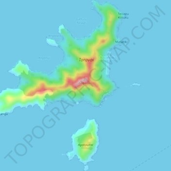 Топографическая карта Taravai, высота, рельеф