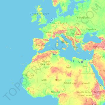 Топографическая карта Нидерланды, высота, рельеф