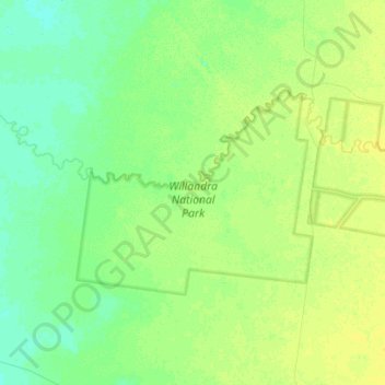 Топографическая карта Willandra National Park, высота, рельеф