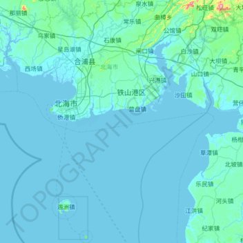 Топографическая карта Beihai, высота, рельеф