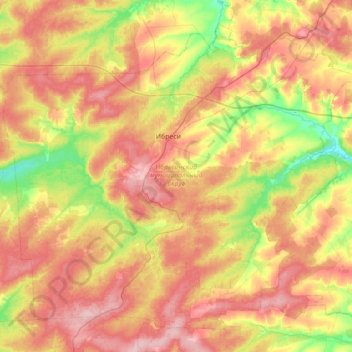 Топографическая карта Ибресинский муниципальный округ, высота, рельеф
