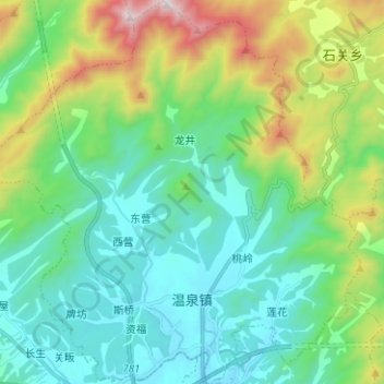 Топографическая карта 温泉镇, высота, рельеф