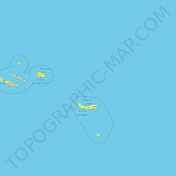 Топографическая карта Азорские острова, высота, рельеф