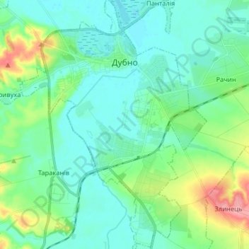 Топографическая карта Дубно, высота, рельеф