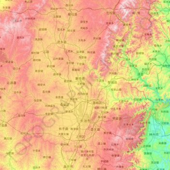 Топографическая карта 长治市, высота, рельеф
