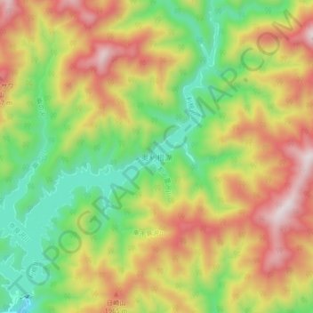 Топографическая карта 奥利根湖, высота, рельеф