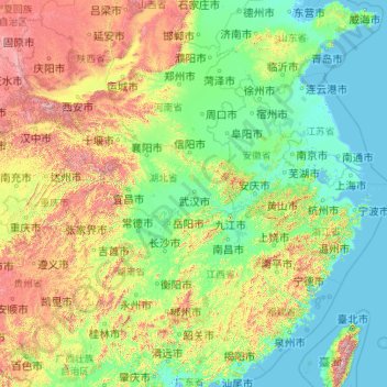 Топографическая карта 长江, высота, рельеф