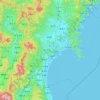 Топографическая карта 宮城県, высота, рельеф