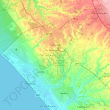 Топографическая карта Pomezia, высота, рельеф
