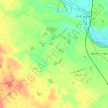 Топографическая карта Croft-on-Tees, высота, рельеф
