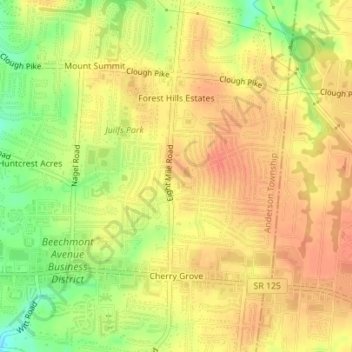 Топографическая карта Cherry Grove, высота, рельеф