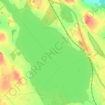 Топографическая карта Lough Owel, высота, рельеф