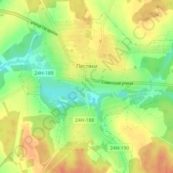Топографическая карта Пестяки, высота, рельеф