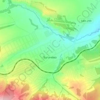 Топографическая карта Бугачёво, высота, рельеф