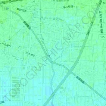 Топографическая карта 芳川公園, высота, рельеф
