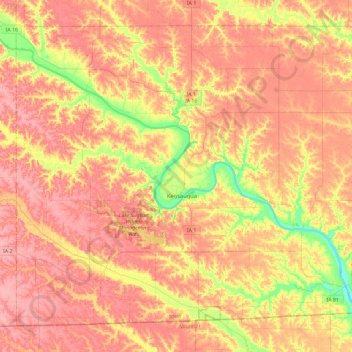 Топографическая карта Van Buren County, высота, рельеф