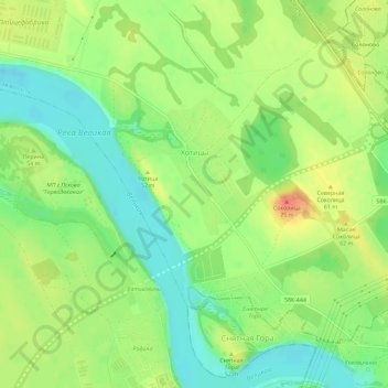 Топографическая карта Хотицы, высота, рельеф