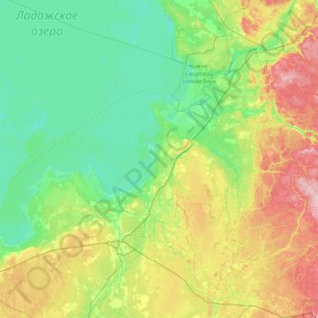 Топографическая карта Волховский район, высота, рельеф