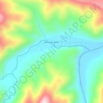 Топографическая карта Большая Речка, высота, рельеф