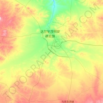 Топографическая карта Bailingmiao, высота, рельеф
