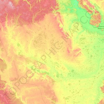 Топографическая карта Конда, высота, рельеф