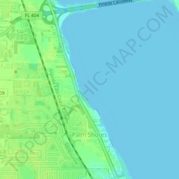 Топографическая карта Palm Shores, высота, рельеф