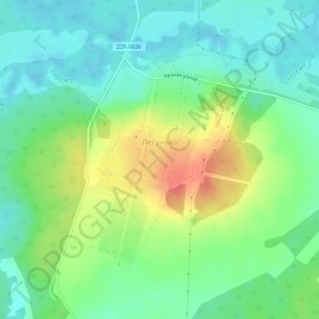 Топографическая карта Лесуново, высота, рельеф
