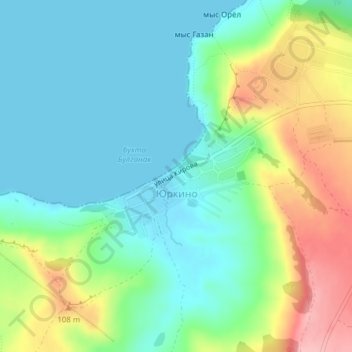Топографическая карта Юркино, высота, рельеф