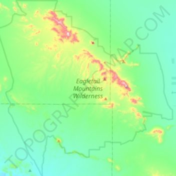 Топографическая карта Eagletail Mountains Wilderness, высота, рельеф